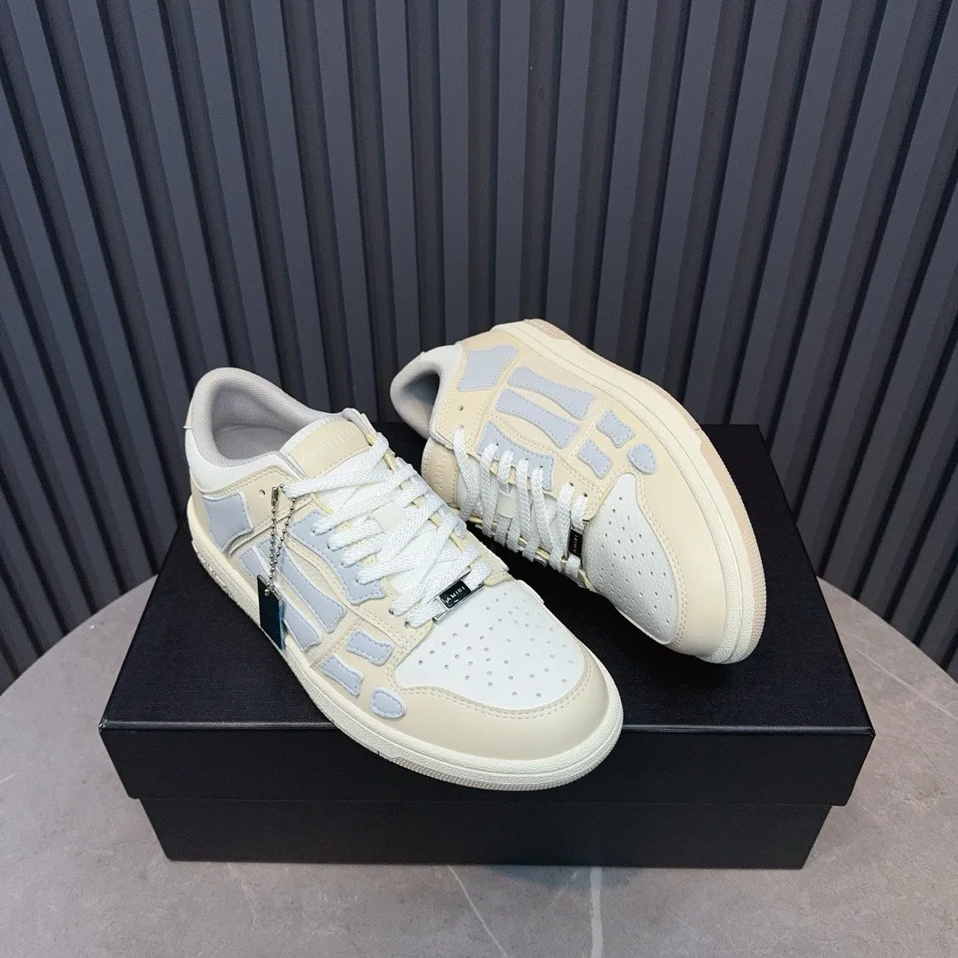 Men's men's shoes 💰600 AMIRI high street sneakers with bone sports shoes, toe layer cowhide upper, upper side bones, hand-stitched, good three-dimensional effect, customized metal LOGO, size 38-45 46
